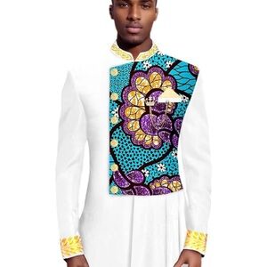 New Men’s Large Single Breasted Print Blazer and Pants African Suit Set